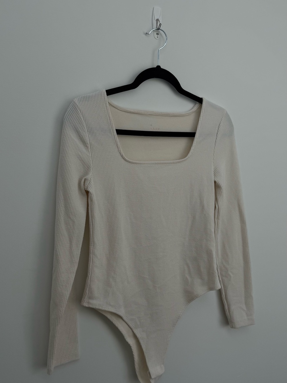 a new day Cream Ribbed Square Neck Long Sleeve Bodysuit